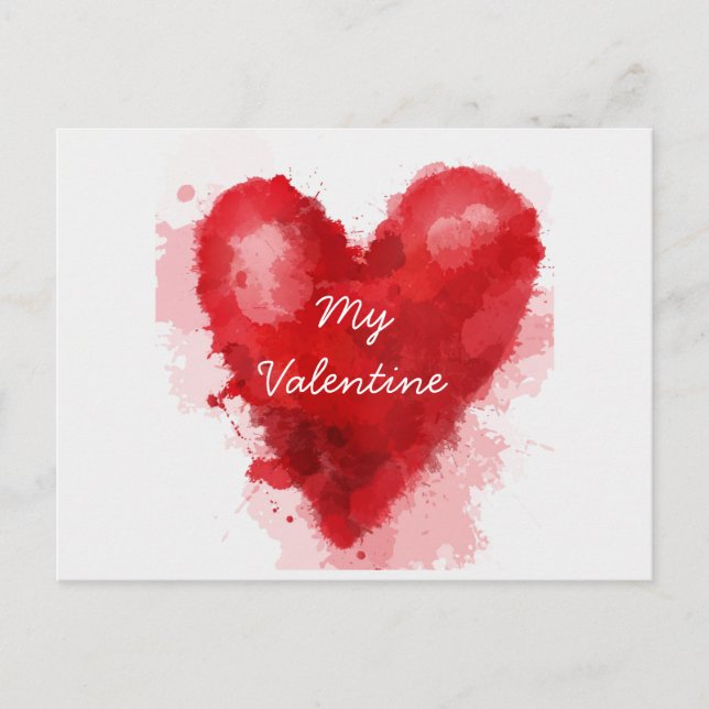 Rotes Aquarellherz Gothic Valentine Feiertagspostkarte (Vorderseite)