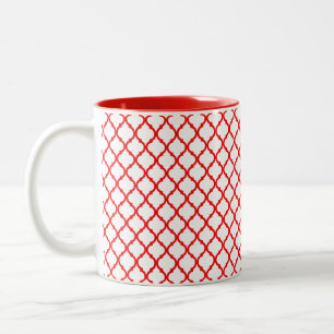 Rotes arabesque Muster Zwei-Tone-Tasse Zweifarbige Tasse