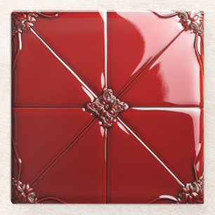 Rotes Art Deco Glasuntersetzer