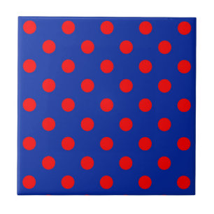 Rotes auf blauem Polka-Punkte-Musterdesign Fliese