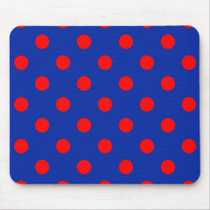 Rotes auf blauem Polka-Punkte-Musterdesign  Mousepad