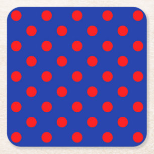 Rotes auf blauem Polka-Punkte-Musterdesign Rechteckiger Pappuntersetzer
