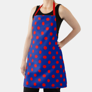 Rotes auf blauem Polka-Punkte-Musterdesign Schürze