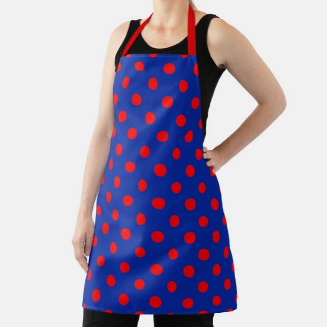 Rotes auf blauem Polka-Punkte-Musterdesign  Schürze (Von Creator hochgeladen)