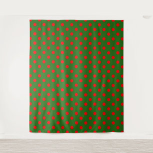 Rotes auf grünem Polka-Punkte-Musterdesign Wandteppich