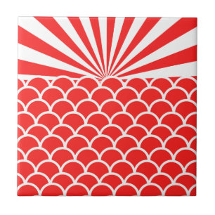Rotes aufgehendes Sonnenmuster im japanischen Stil Fliese