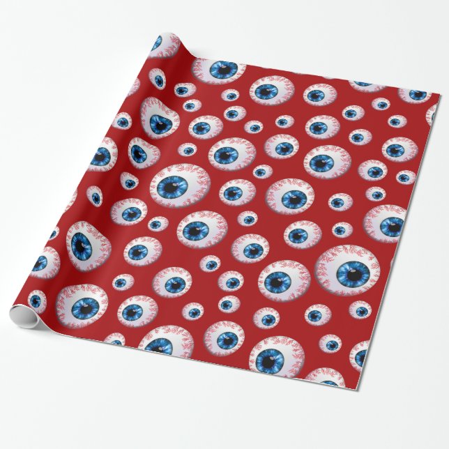 Rotes Augapfelmuster Geschenkpapier (Ungerollt)