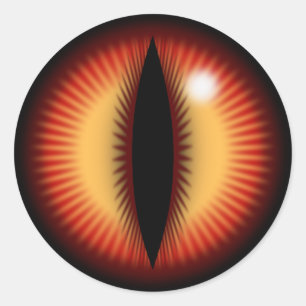 Rotes Auge eines Drachen Runder Aufkleber