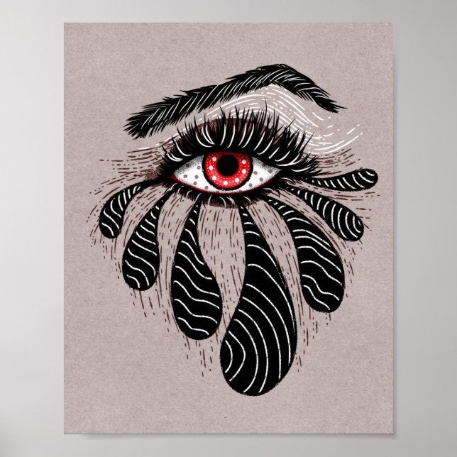 Rotes Auge Schwarze Tränen Gothic Poster (Vorne)