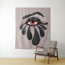 Rotes Auge Schwarze Tränen Gothic Wandteppich