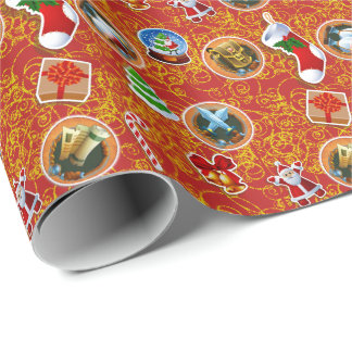 Rotes Aussenseiter-Weihnachten Geschenkpapier