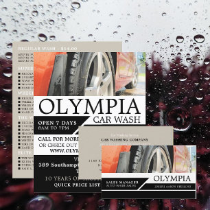Rotes Auto, Auto Wash, Reinigungsservice Werbung Flyer