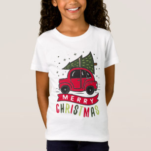 Rotes Auto Fröhlicher Weihnachtsbaum Bunt Lustig T-Shirt
