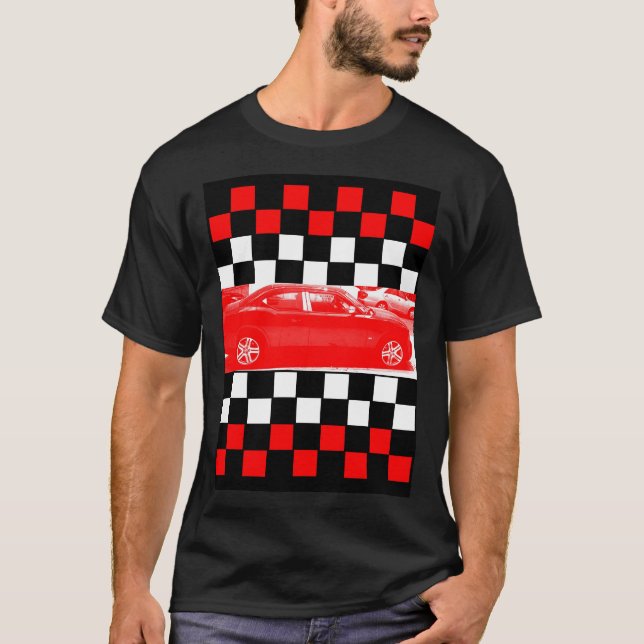 Rotes Auto in der schnellen Bahn 2 T-Shirt (Vorderseite)