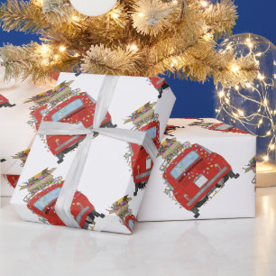 Rotes Auto mit Weihnachtsgeschenken Umschlagpapier Geschenkpapier