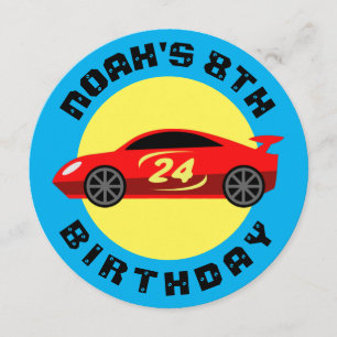 Rotes Auto Rennen Kinderwagen Einladungen Geburtst