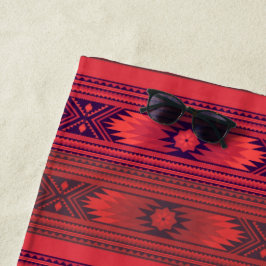 Rotes Aztekenmuster Strandtuch