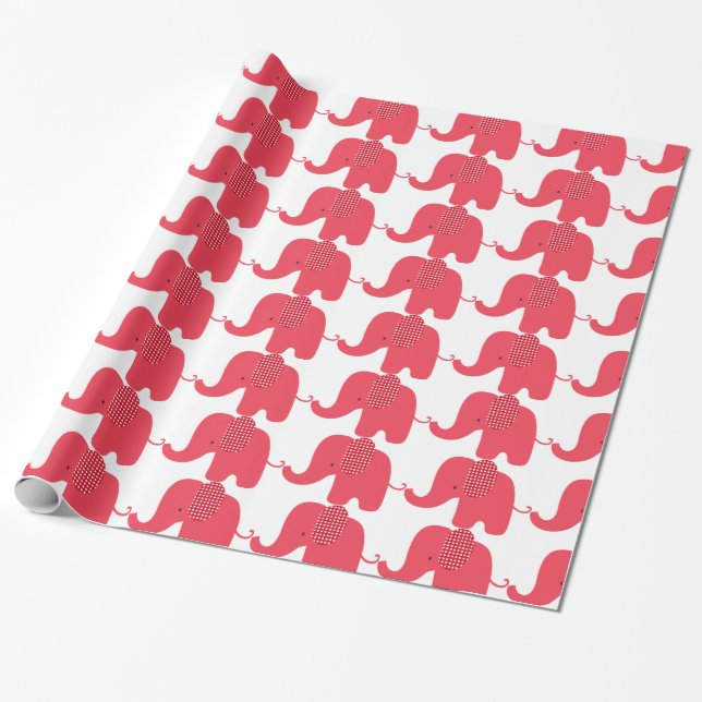 Rotes Baby-Elefant-Packpapier Geschenkpapier (Ungerollt)