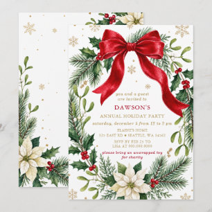 Rotes Band Botanisches Firm Christmasfeier Einladung