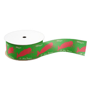 rotes Band der frohen Weihnachten der Wale Ripsband