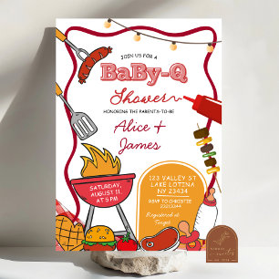 Rotes Band Hinterhof BabyQ Baby Shower Einladung