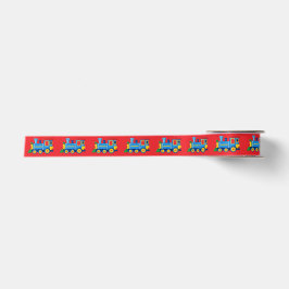 Rotes Band mit Zuglokomotive Satinband
