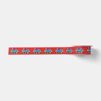 Rotes Band mit Zuglokomotive Satinband