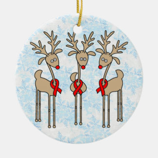 Rotes Band-Ren - AIDS u. HIV Keramikornament