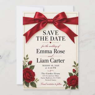 Rotes Band Roségold-Rand Save-the-Date-Karte Einladung