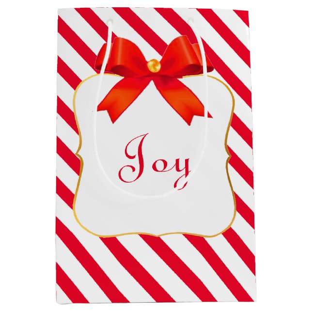 Rotes Band und Rot Weiß Streifen Mittlere Geschenktüte (Vorderseite)