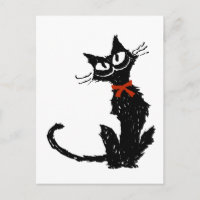 Rotes Band und Schwarze Katze