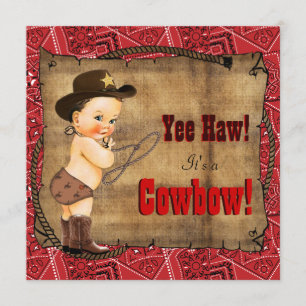 Rotes-Bandana-Cowboy-Baby-Party Einladung