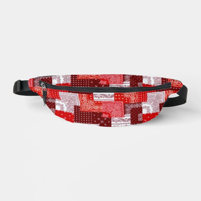 Rotes Bandana-Patchwork-Paisley-Nähmuster Bauchtasche (Vorderseite)