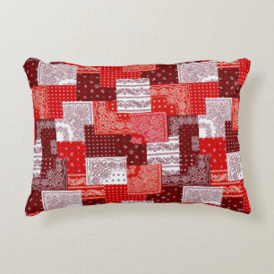 Rotes Bandana-Patchwork-Paisley-Nähmuster Dekokissen