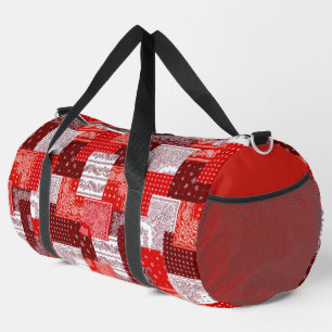 Rotes Bandana-Patchwork-Paisley-Nähmuster Duffle Bag