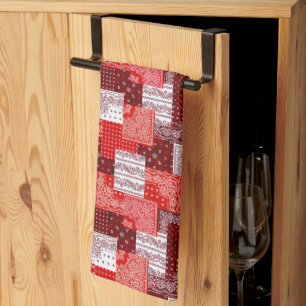 Rotes Bandana-Patchwork-Paisley-Nähmuster Geschirrtuch