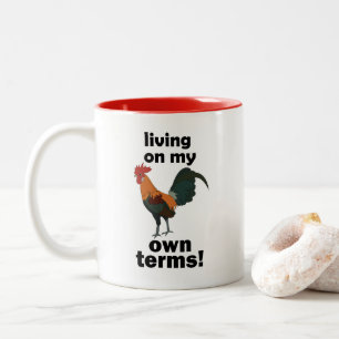 Rotes Bankivahuhn Lebt Auf Eigene Faust Hahn Zweifarbige Tasse