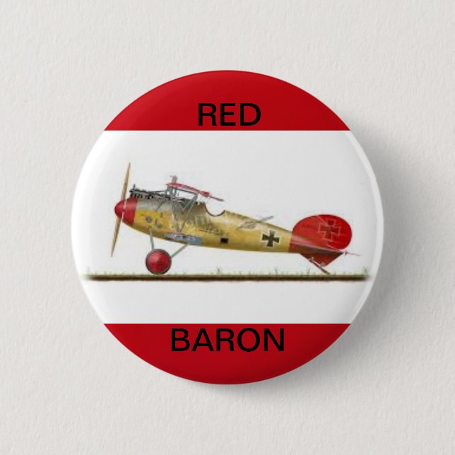 Rotes Baron-Flugzeug auf Rundschaltfläche Button (Vorderseite)