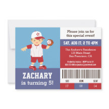 Rotes Baseball-Jungen-Geburtstagsfeier-Ticket-Einl