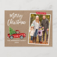 Rotes Bastelband LKW Pinsel Schrift Kraft Weihnach