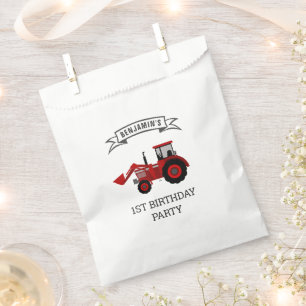 Rotes Bauernhof-Traktor Kindergeburtstagsfeier Geschenktütchen