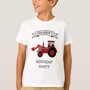 Rotes Bauernhof-Traktor Kindergeburtstagsfeier T-Shirt