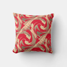 Rotes Beiges Taupe Wirbelnde Schräge Blumen Kunst