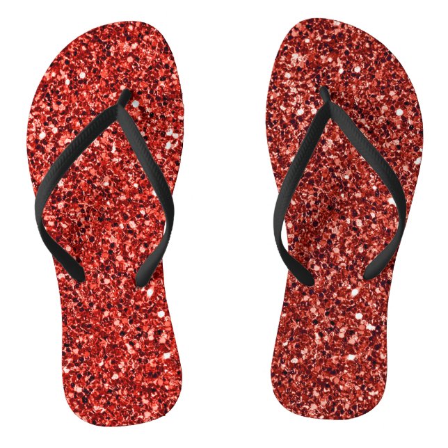 Rotes Bellen, Funkeln und Glanz Flip Flops (Fußbett)