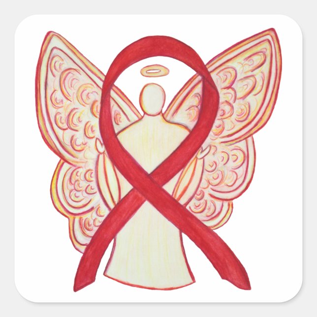 Rotes Bewusstsein Ribbon Angel Art Decal Sticker (Vorderseite)