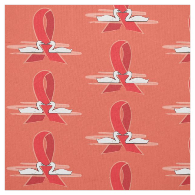 Rotes Bewusstseins-Band mit Schwänen Stoff (Muster)