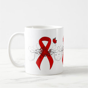 Rotes Bewusstseinsband mit Schmetterling Tasse