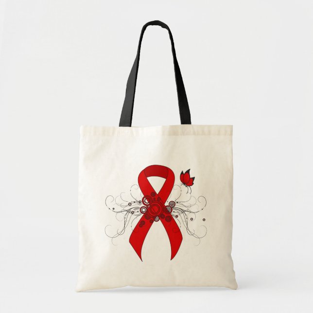 Rotes Bewusstseinsband mit Schmetterling Tragetasche (Vorne)