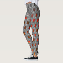 Rotes Bild in grauen Tellern, rechteckige Formen Leggings