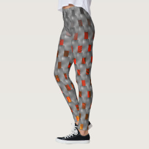 Rotes Bild in grauen Tellern, rechteckige Formen Leggings